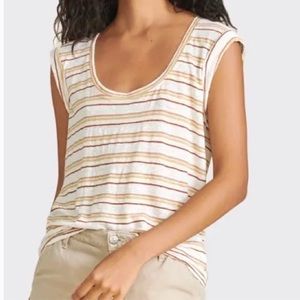 VERONICA BEARD JEANS Arion Striped Linen Muscle Tee SIZE: S